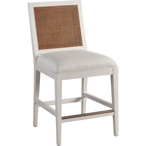 Cleo Counter Stool in Linen White Frame, Cane & Linen White Fabric