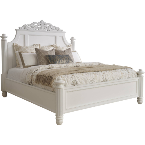 Santorini Queen Panel Bed in Polo Mallet White Finish Wood