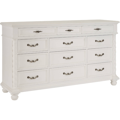 Aegean 12 Drawer Triple Dresser in Polo Mallet White Finish Wood