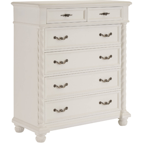 Palma 6 Drawer Chest in Polo Mallet White Finish Wood