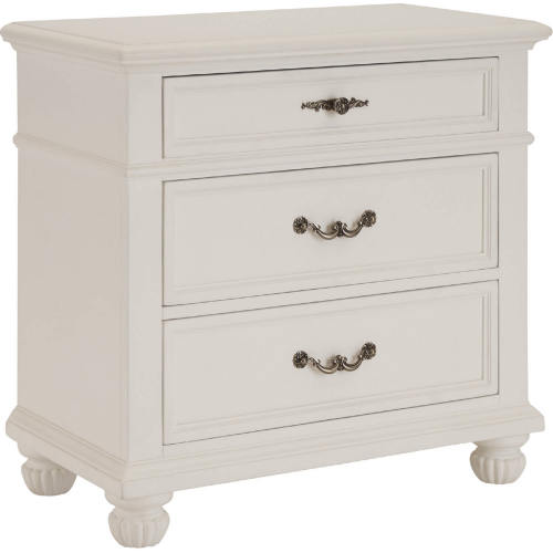 Caruso 3 Drawer Nightstand in Polo Mallet White Finish Wood