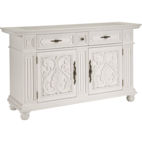 Amalfi Buffet in Polo Mallet White Wood & White Carrera Marble