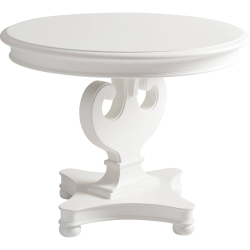 Athenia 36" Round Center Table in Polo Mallet White Finish Wood