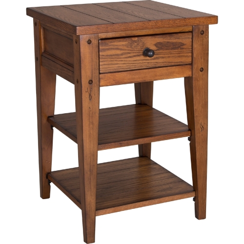 Lake House Side Table in Oak Finish