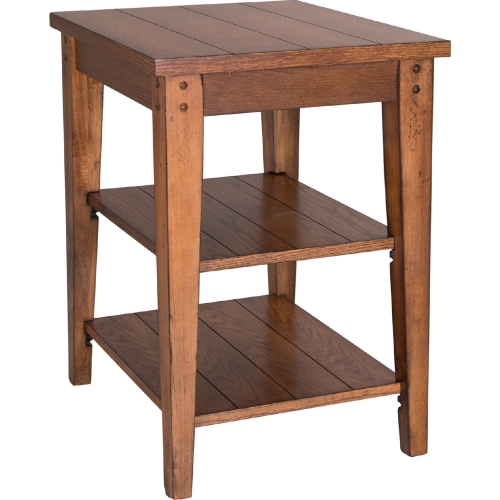 Lake House Tiered End Table in Oak Finish