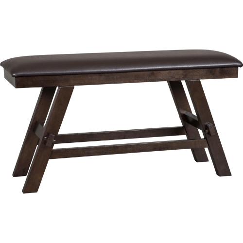 Lawson Counter Bench in Chocolate Leatherette & Espresso