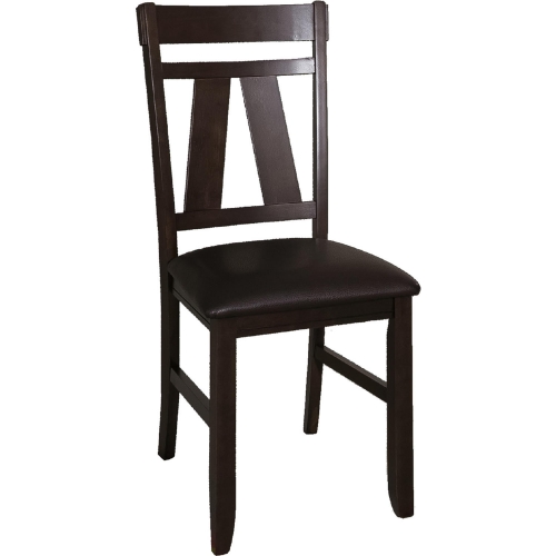 Lawson Splat Back Dining Chair in Chocolate Leatherette & Espresso