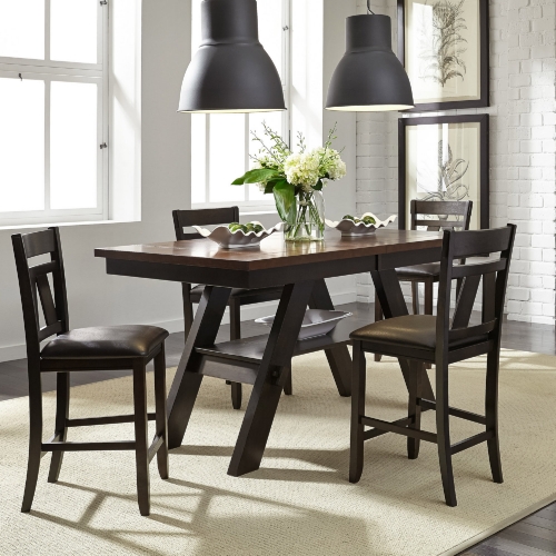 Lawson 5 Piece Dining Set in Espresso & Brown Leatherette