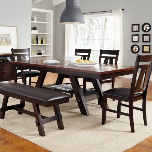 Lawson 6 Piece Dining Set in Espresso & Brown Leatherette