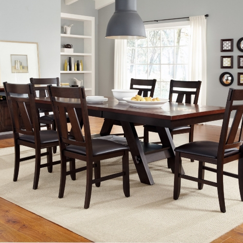 Lawson 7 Piece Dining Set in Espresso & Brown Leatherette