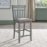 Newport Splat Back Counter Stool in Smoke Grey & Grey Linen