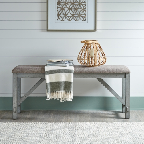 Newport Counter Dining Bench in Smoke Grey & Grey Linen