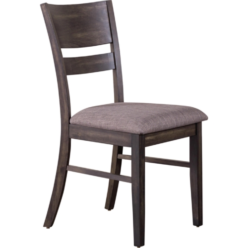 Anglewood Slat Back Dining Chair in Gray Linen & Wood