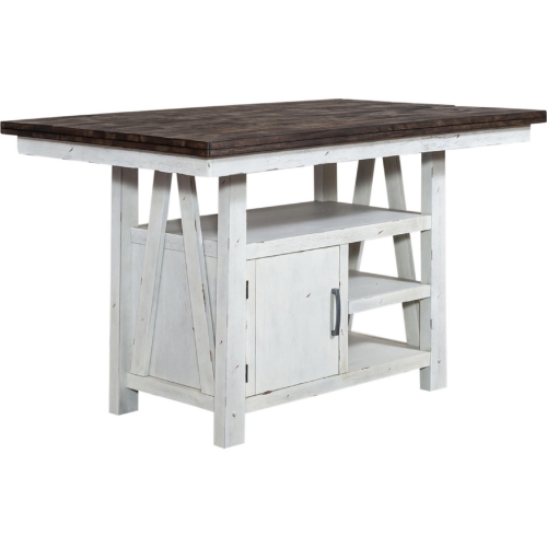 Farmhouse 60" Gathering Dining Table in Distressed White & Wood