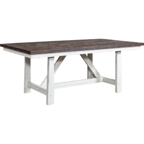 Farmhouse 78" Trestle Dining Table in Distressed White & Wood