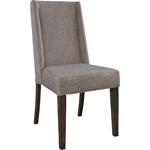 Double Bridge Dining Chair in Gray Linen & Chestnut (Set of 2)