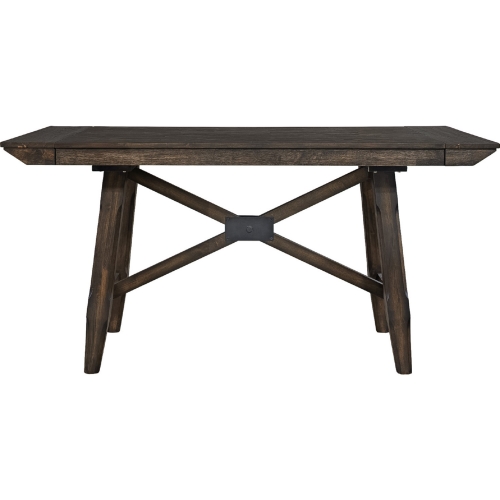 Double Bridge 96" Gathering Dining Table in Chestnut Brown