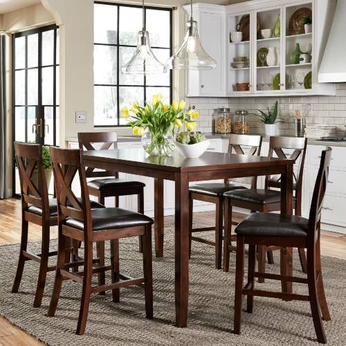 Thornton II 7 Piece Gathering Dining Set in Russet & Black