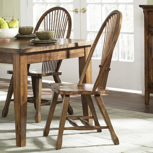 Sheaf Back Dining Chair in Rustic Oak Finish (Set of 2)