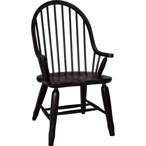 Treasures Bow Back Dining Arm Chair in Black Wood (Set of 2)