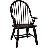 Treasures Bow Back Dining Arm Chair in Black Wood (Set of 2)