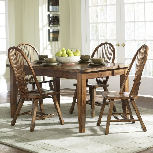 Treasures 5 Piece Dining Set in Rustic Oak & Black