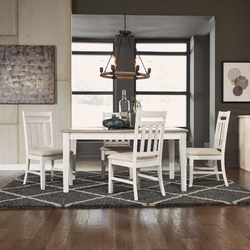 Summerville 5 Piece Dining Set in White, Gray & Linen