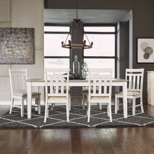 Summerville 7 Piece Dining Set in White, Gray & Linen