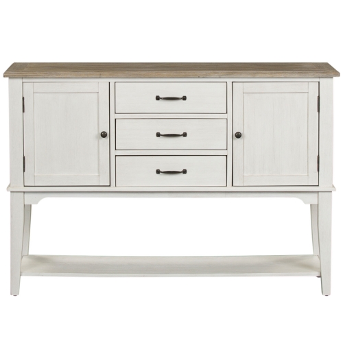 Summerville Server in Whitewash & Brushed Gray Wood