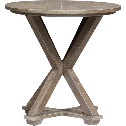 Parkland Falls Round End Table in Weathered Taupe