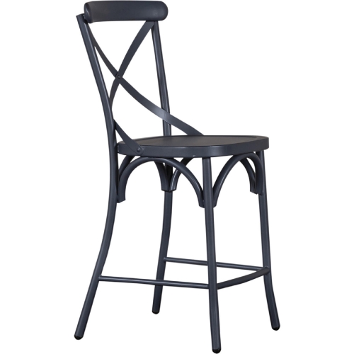 Vintage Series X Back Counter Chair in Distressed Navy Metal