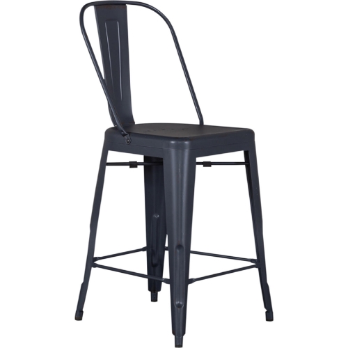 Vintage Series Bow Back Counter Chair in Distressed Navy Metal