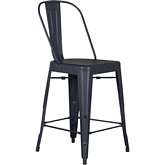 Vintage Series Bow Back Counter Chair in Distressed Navy Metal