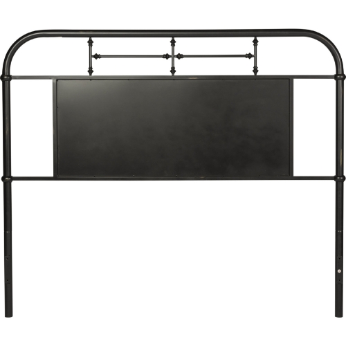 Vintage Series Queen Metal Headboard in Distressed Black