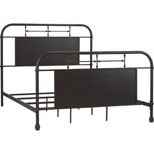 Vintage Series Queen Metal Bed in Distressed Black