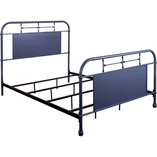 Vintage Series Queen Metal Bed in Distressed Navy Blue Metal