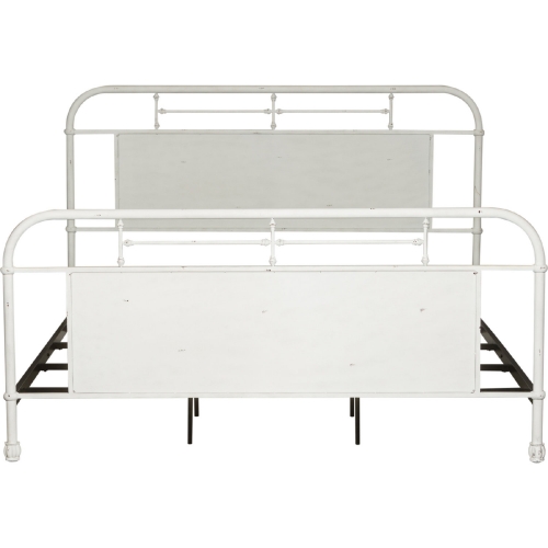 Vintage Series King Metal Bed in Distressed Antique White