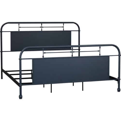 Vintage Series King Bed in Distressed Navy Blue Metal