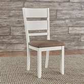 Brook Bay Slat Back Dining Chair in Textured White Finish & Grey Linen