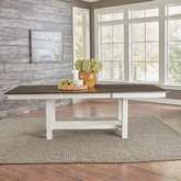 Brook Bay 94" Trestle Dining Table in Textured White & Carbon Grey