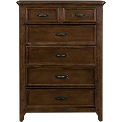 Saddlebrook 5 Drawer Chest in Tobacco Brown Wood