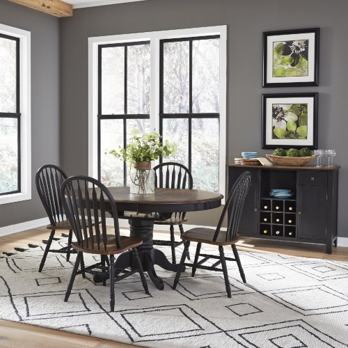 Carolina Crossing 5 Piece Dining Set in Distressed Black and Brown Finish