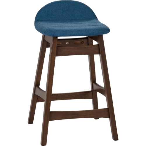 Space Savers 24" Counter Chair in Walnut & Blue Fabric (Set of 2)