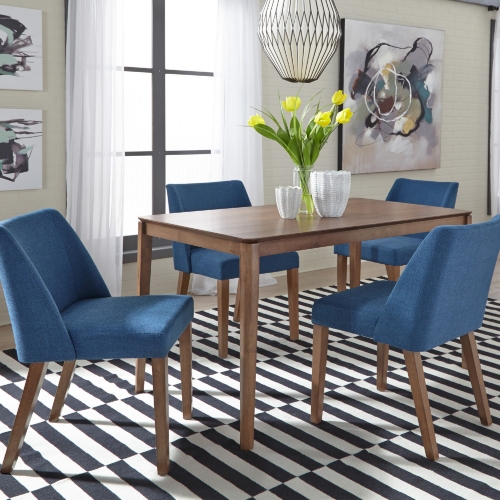 Space Savers 5 Piece Dining Set in Walnut & Blue