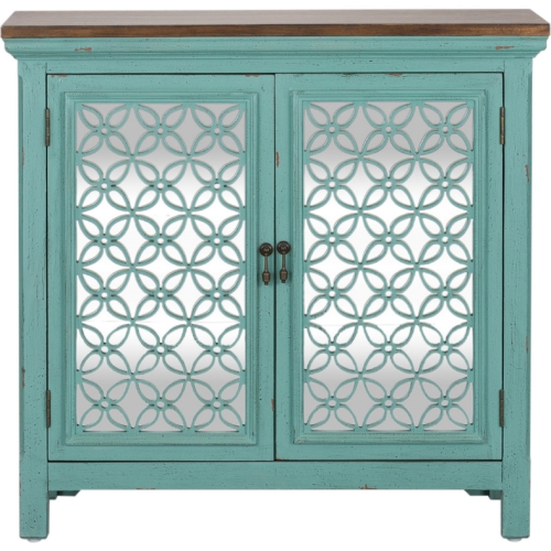 Kensington 2 Door Accent Cabinet in Turquoise & Worn Wood