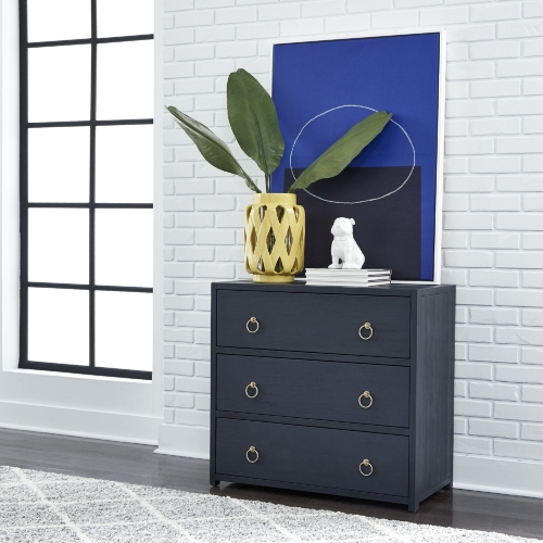 Midnight Accent Cabinet in Wire Brushed Denim Blue Wood