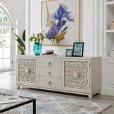 Sundance 2 Door 3 Drawer Accent Cabinet in Antique Linen White Finish