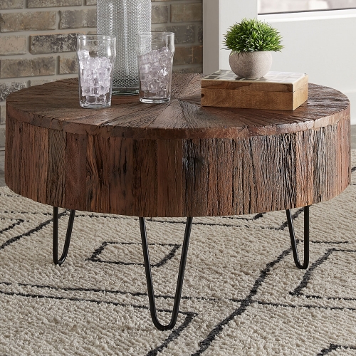 Canyon Cocktail Table in Railroad Brown Finish Wood