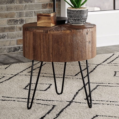 Canyon End Table in Railroad Brown Finish Wood