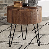 Canyon End Table in Railroad Brown Finish Wood